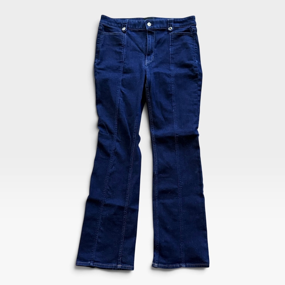 White House Black Market Womens High Rise Bootcut Jeans Dark Indigo Seam 12